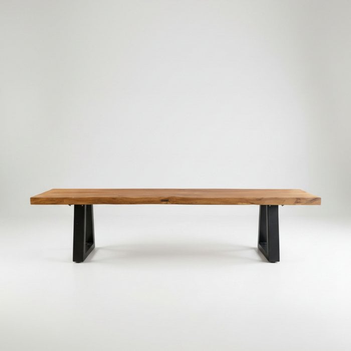 Bench met ijzeren benen - natuurlijk - 280