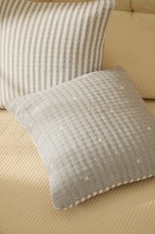 Alghero Blue Quilted Cotton Square Cushion Cover