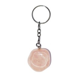  Rose quartz tumbled stone keychain, a natural pink gemstone with a smooth, polished surface.
