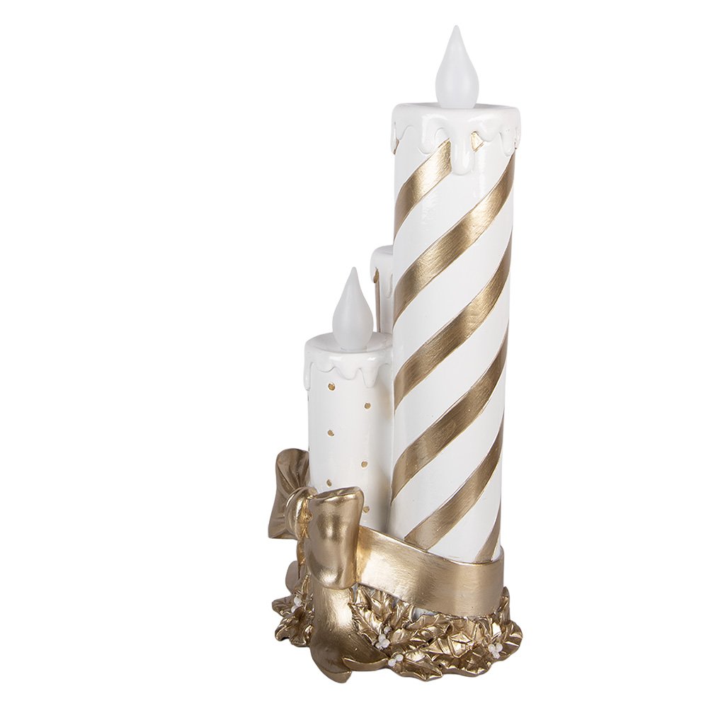 LED Kaars Kandelaar 19x16x41 cm Goudkleurig Kunststof Kerstdecoratie
