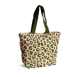  Leopard print shopper bag made from recycled bed linen, durable and stylish.