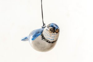 Handgemaakte houten blauwe jay single