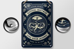 Tin Sign Seafaring 12x18cm Natural Craftman Ocean Decoration