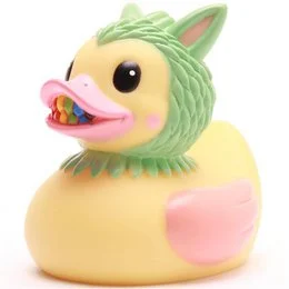 A yellow rubber duck toy dressed as a nurse, with a red cross symbol on its hat and a stethoscope around its neck. This bath toy is designed for children and is part of the Kids Bath Toys category.