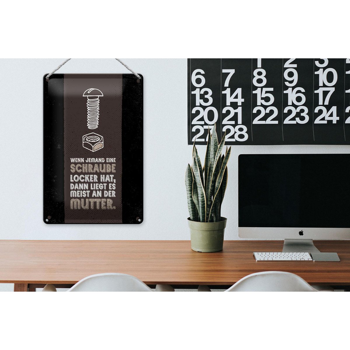 Blechschild Spruch 20x30 cm Schraube locker liegt meist an der Mutter Schild