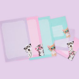  Colorful folders with cute animal designs, perfect for kids. Includes folders in white, pink, and mint green shades with patterned animal illustrations.