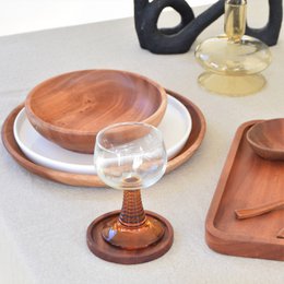Handmade Tableware - Flat Bowl Ø16 cm - Eco-friendly - Khaya Wood