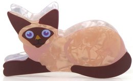  Cat-shaped hair claw clip, brown and translucent, 8.5cm, cute animal design with blue eyes
