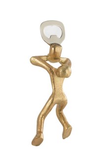 J-Line Persoon flesopener - staal - goud