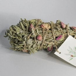 Sage & Rose Incense - Aromatic bundle of dried sage and rose petals, with a natural, earthy scent.