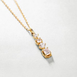 Drop pendant necklace, 18k gold plated long pendant necklace set with high quality CZ crystals