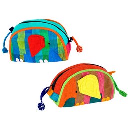 Colorful cloth case with elephant design, suitable for kids' backpacks. Features vibrant colors and playful shapes.