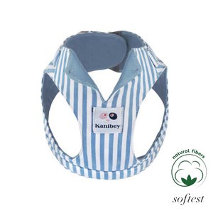 %100 Cotton Light Blue Striped Collar Harness