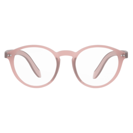Lennon Blue Light Glasses - Everyday Lens in crystal pink. Round, pink-framed eyeglasses with clear lenses designed to reduce blue light exposure.