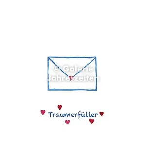 Aquarellkarte Traumerfüller | Briefumschlag & Herzen | Blau