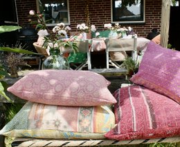 Pudebetræk Vintage Kantha 40x60 cm blød pink