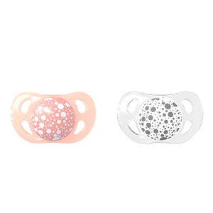 Set of 2 pacifiers 2m+ pastel peach+white