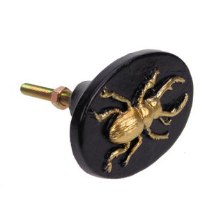 Deurknop ovaal Insect zwart/goudkleur