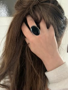 Silver ring 20x30mm Onyx