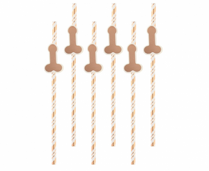 Vrijgezellenfeest rietjes - rosegoud - 6 stuks
