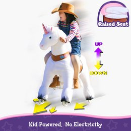 PonyCycle Classico giro ufficiale sui giocattoli Modello U Unicorno bianco, rosa e viola, con freno e suono