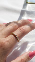 Eden - Dainty Crystal Gold Band