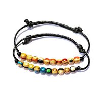 Recycled Skateboards Wood Bead Bracelet, Multicoloured, Blue, Green, Red, 6mm beads, Adjustable, Unisex