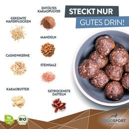BIOLOGISCHE Energyballs, cashewcacao, gekiemde havervlokken