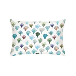 Aqua Fans Pure Silk Pillowcase - A luxurious bedding item made of pure silk in a soothing aqua color with a fan-like pattern.