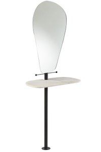 J-Line spiegel + muurplank - ijzer/glas - wit/zwart - 185 cm hoog