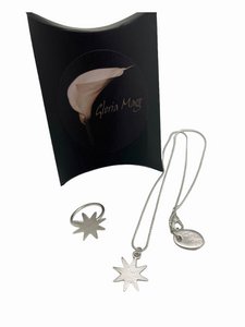 Star pendant and ring set in brass and sterling silver plated zamak. 40cm T-14