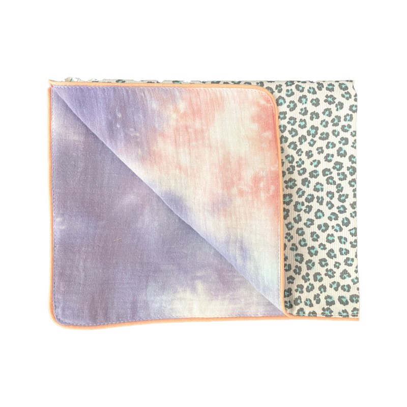 Set de table réversible motif Graou turquoise et tie and dye violet - Graou Bleu- Lot de 2