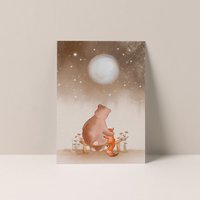 Ansichtkaart | Beer en vos