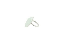 Adjustable silver-toned ring with a milky aqua stone, a statement piece for any occasion.