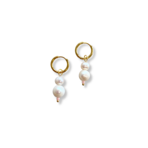 Earrings Big & Small Pearls - Gold
