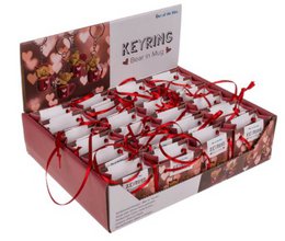  "Small red beer mug keyring polyresin, novelty drinking themed keychain, compact 4cm size"