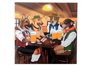 Canvas Dogs in het kaartspel 40x40cm