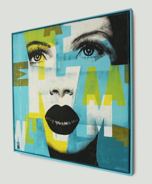 Mixed Media met Lijst - Vintage Blue
