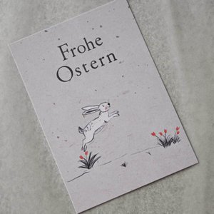 Kleine Karte "Frohe Ostern" mit Illustration Hase