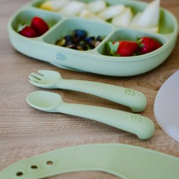 Siliconenlepel en vork van Olive Green