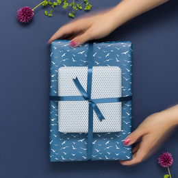 Bird wrapping paper blue - maritime wrapping paper with seagulls, as a gift packaging for baptism, communion or confirmation
