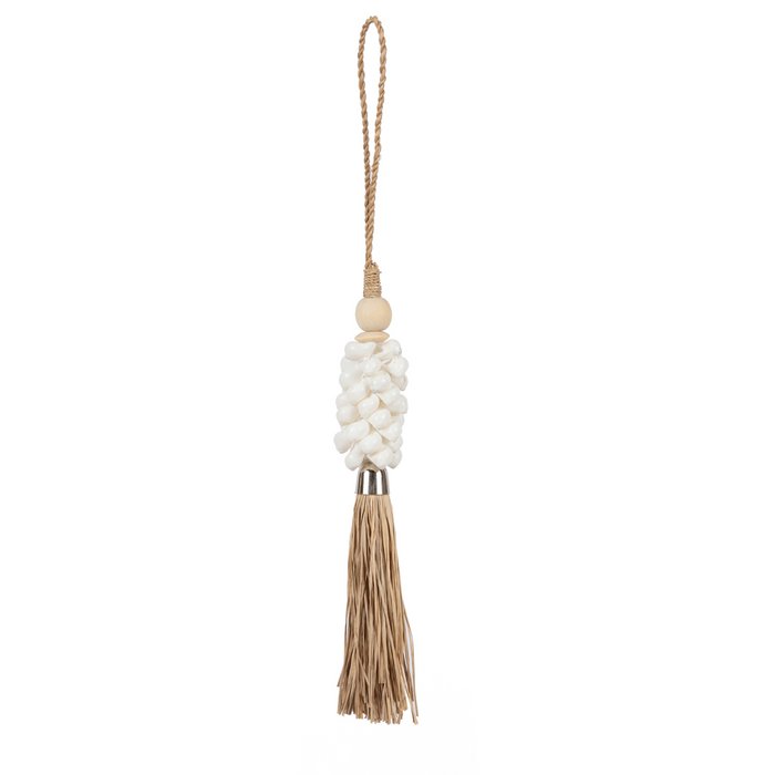 The White Shell en Raffia Tassel