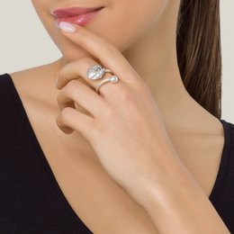 "Moon" belagt 925 sølv justerbar ring