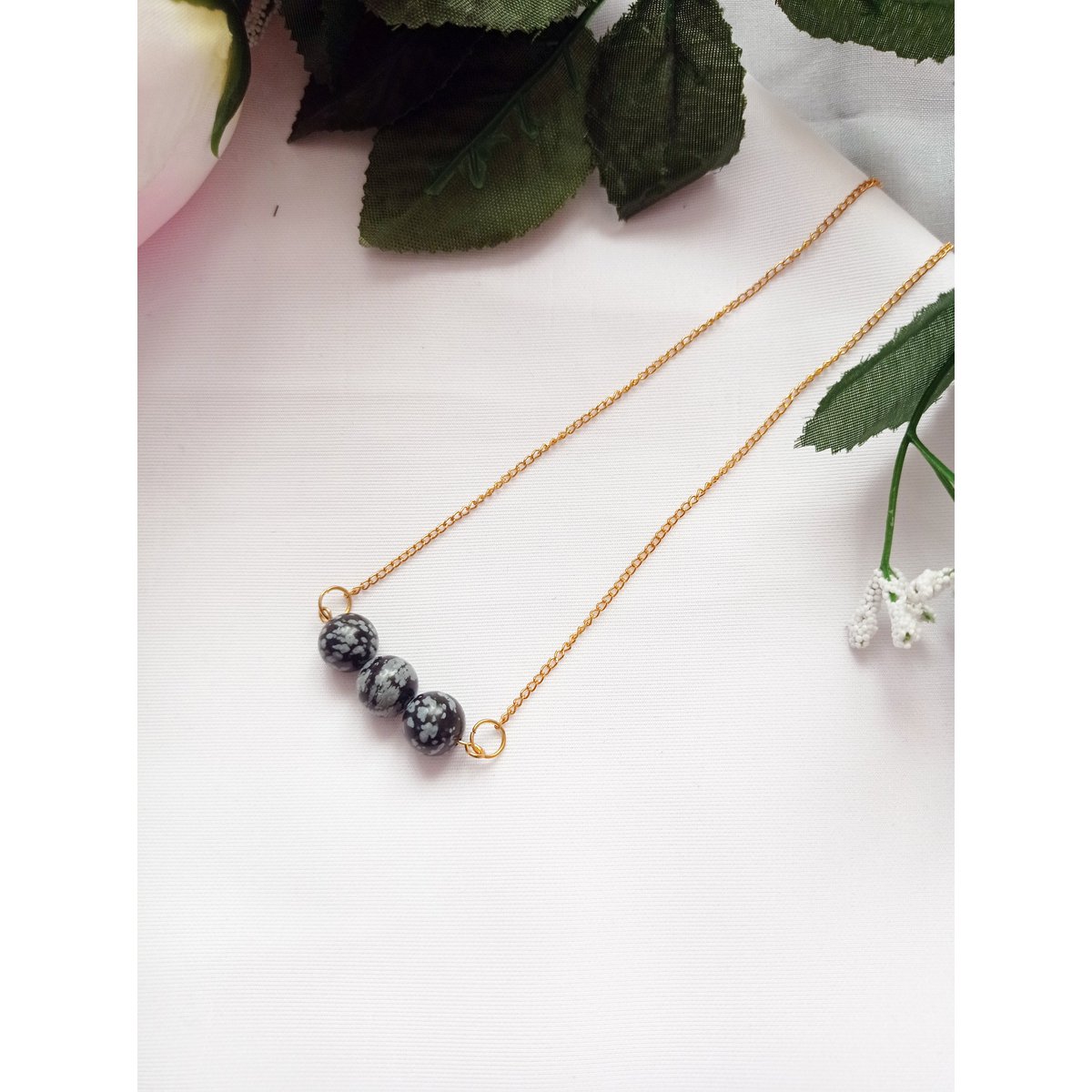 Sneeuwvlok Obsidiaan Geelgoud Vermeil Ketting, Sneeuwvlok Obsidiaan Bar Ketting, Edelsteen Bar Ketting, Hanger Ketting | door nlanlaVictory