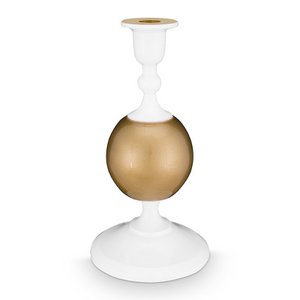 Candle Holder Metal Sphere Small White-Gold 24cm