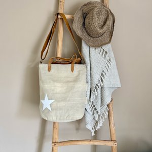 BucketBag small star white  (vintage light canvas) NEW