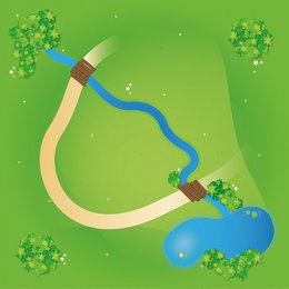 Large landscape play mat with stream, 110cm x 110cm, for kids' toys