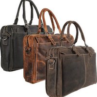 Buffelleren schoudertas met handvatten cognac arrigo