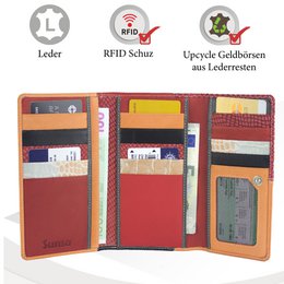 Cartera de mujer Sunsa. monedero de cuero. Cartera con protección RFID. Cartera sostenible hecha con retales de cuero. Cartera de mujer grande con muchos compartimentos para tarjetas de crédito: cartera/cartera para mujer, la mejor idea de regalo.