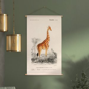 Textile poster with leather cord - Illustration Giraffe D'Orbigny 65x45 cm - wall cloth